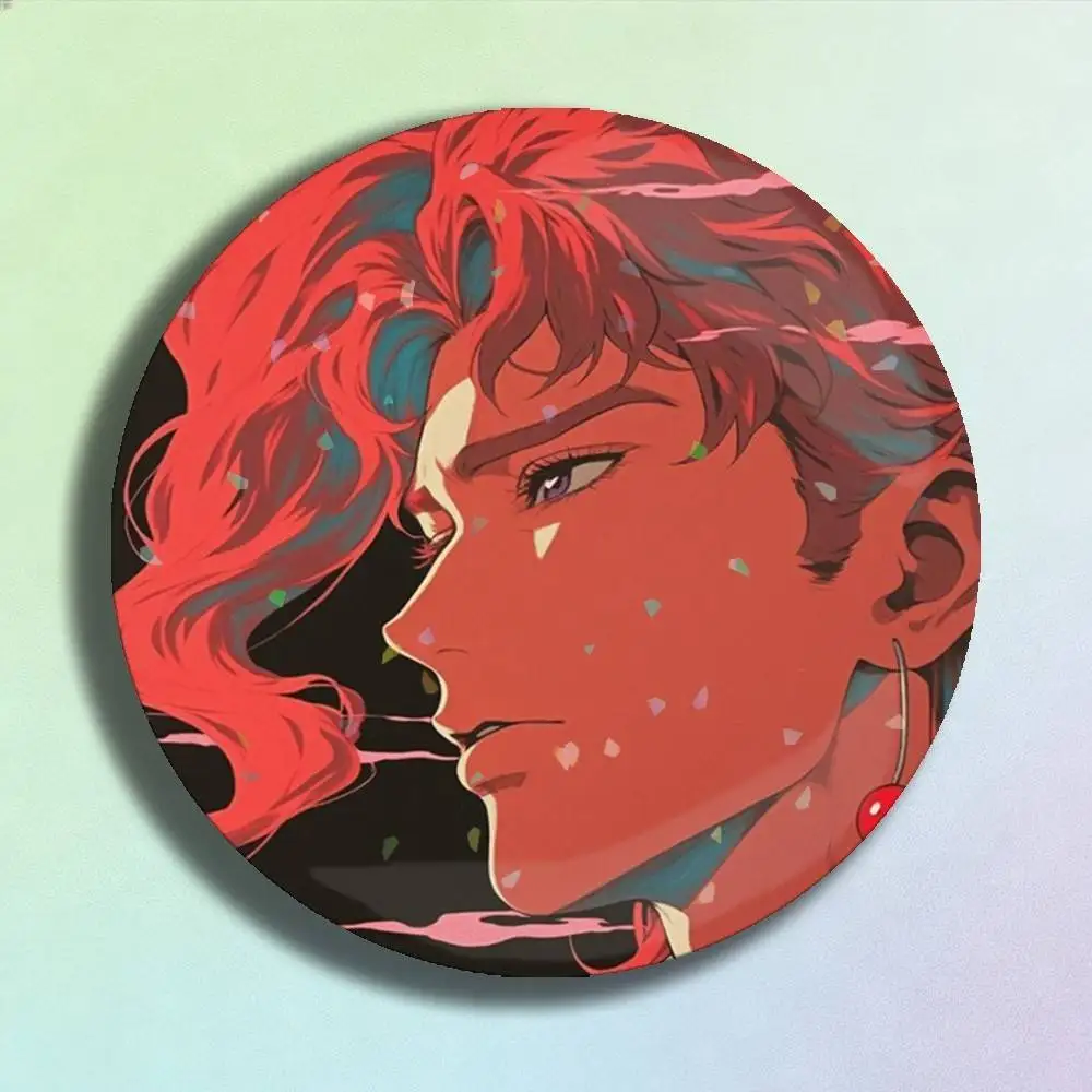 Anime JoJo Kakyoin Noriaki Laser Badge Creative Pins Brooch for Bag Clothes Hat Decor Gifts Fans Collect