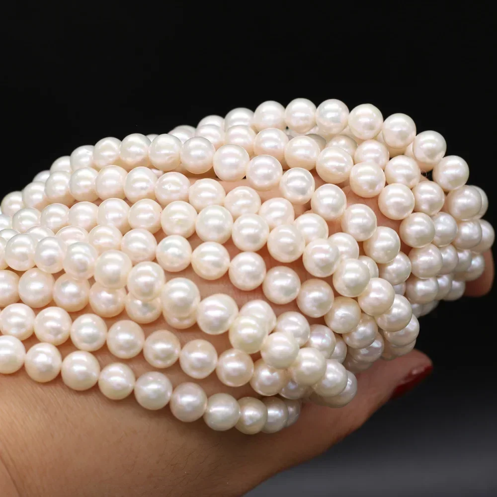 AAA 7-8mm Natural Freshwater Non nuclear Pearl Beads Round Loose Beaded For Jewelry Making DIY Bracelet Necklace Accessories