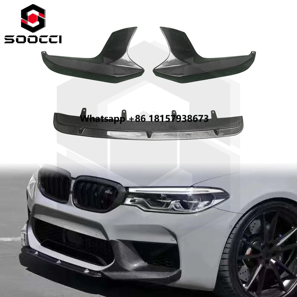 

3Pcs Carbon Fiber MP Style Front Lip for M5 F90 2017-2020 Front Bumper Lip Splitter Lower Spoiler Body Kit