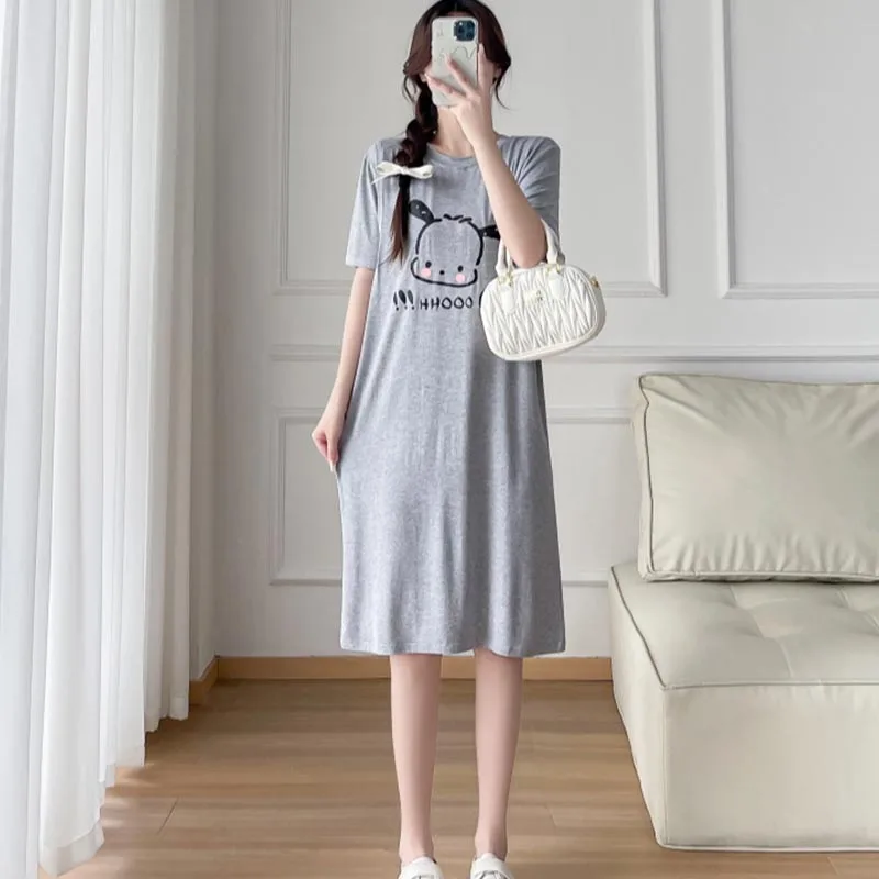 

Maternity Modal Short Sleeve Top Pregnant Women Postpartum Nursing Clothe Summer Feeding Dress Maternity Leave Outfit Thin Style