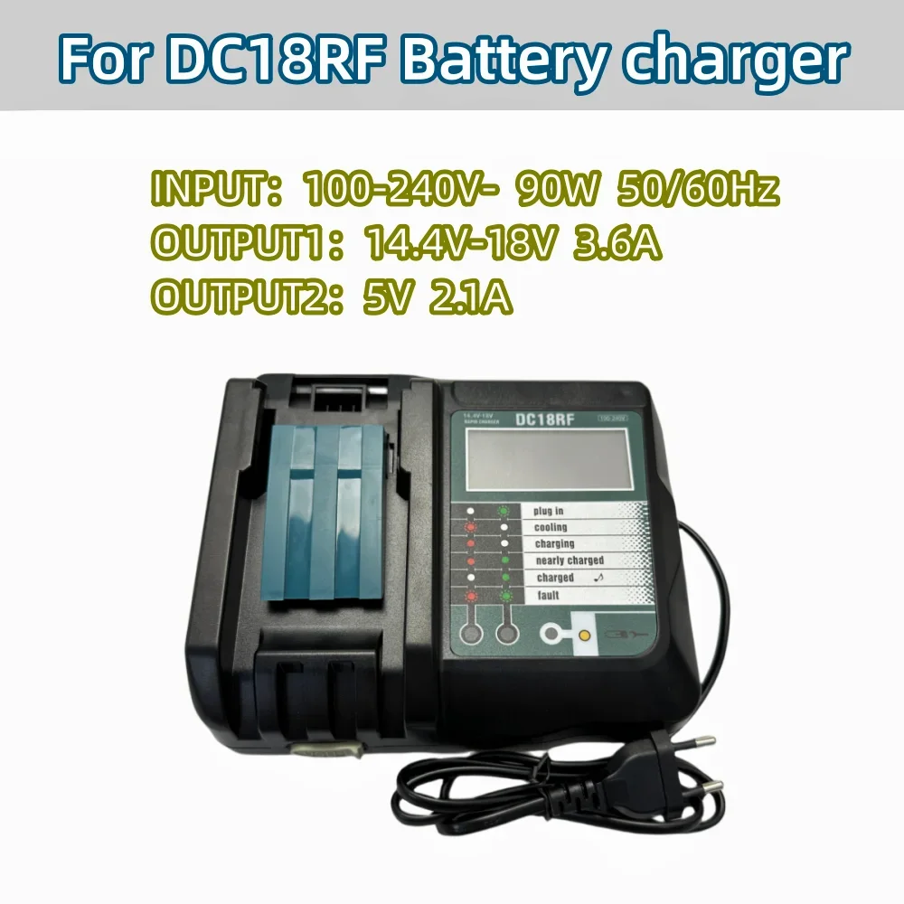 

DC18RF 14.4V/18V 3.5A Li-ion Battery Charger For BL1840 BL1830 BL1430 BL1440 Charging Tool With USB Port