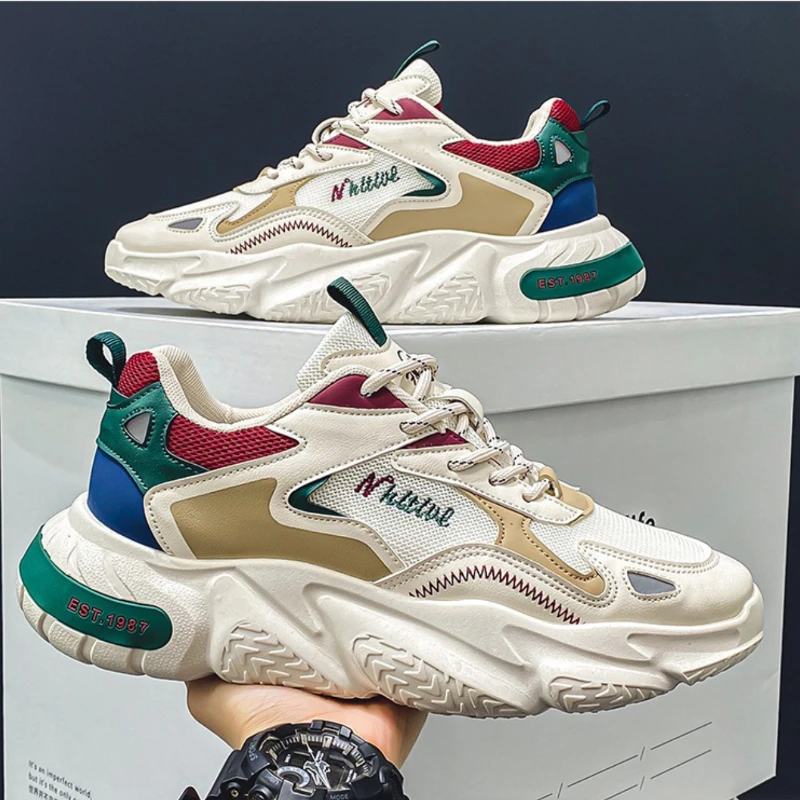 

Mesh Men's Sneakers Comfortable Mens Vulcanized Shoes Lace Up Breathable Outdoor Running Shoes Autumn Men Tennis Shoes 2025 New