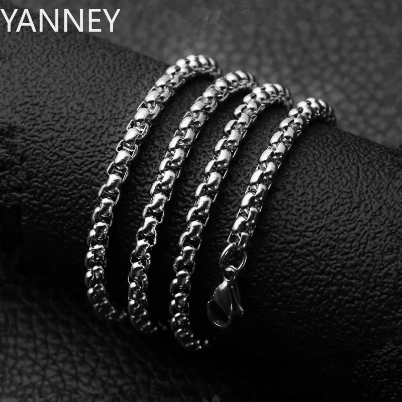 

925 Sterling Silver 18-24 Inches 4MM Round Box Chain Necklace For Men Women Fashion Hip Hop Jewelry Accessories