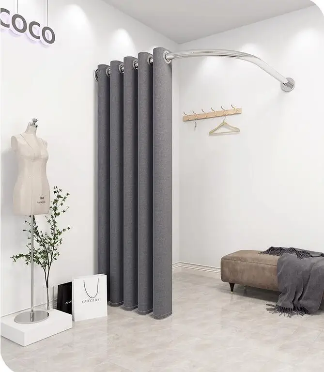 

Simple women's clothing store fitting room door curtain rod blocking curtain partition curtain U-shaped special