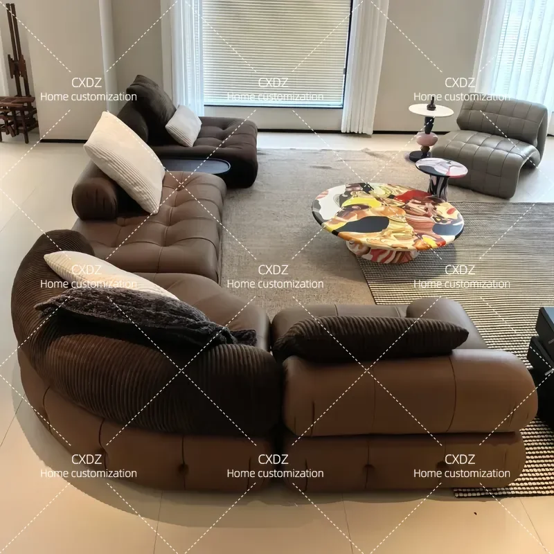 Retro Modular Sofa Minimalist Home Straight Light Luxury Special Shaped Couch Living Room Furniture