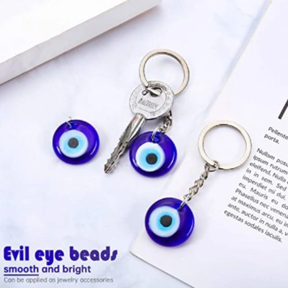 Blue Eye Lucky Eye Keychain Turkey Glass Bead Lucky Eye Pendant Tassel Pendant Metal Ring Car Hanging Charm Backpack - view 2