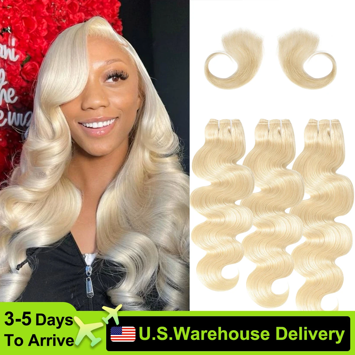 613Blonde 3 Bundles Capelli Umani 12A Fasci di Onda Del Corpo Bionda Capelli Umani Fasci di Capelli Umani Vergini Brasiliani Non Trattati Capelli Umani