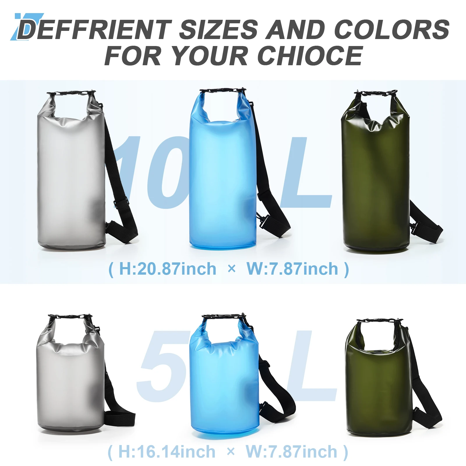 Bolsa seca impermeable para kayak, 5L 10L, pequeña bolsa seca flotante impermeable para barco, deportes, playa, pesca, Rafting, natación, Camping
