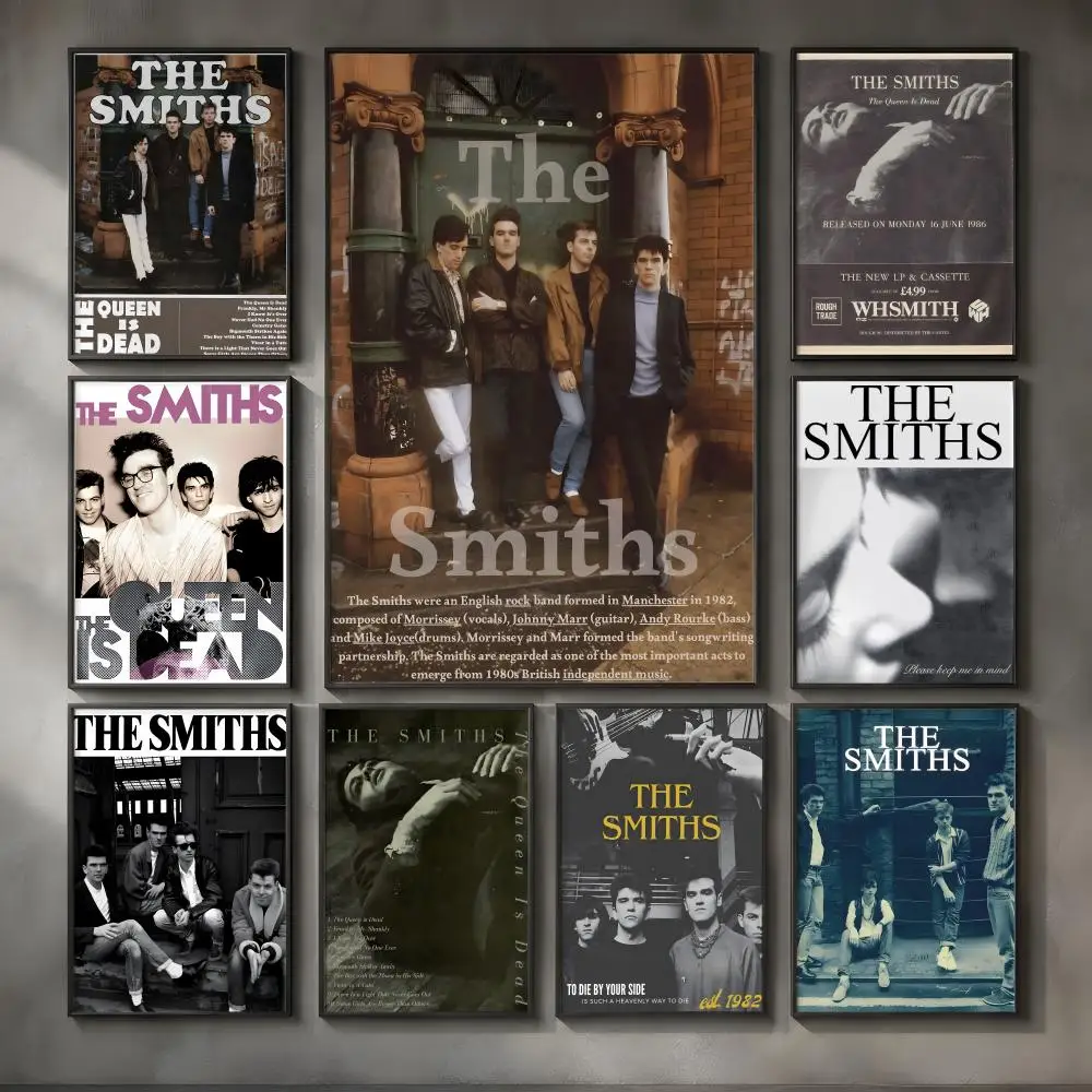 Band T-The Smiths-s Poster Vintage Self Adhesive PP Wall Art for Living Room Bar Bedroom Home Decor Gift