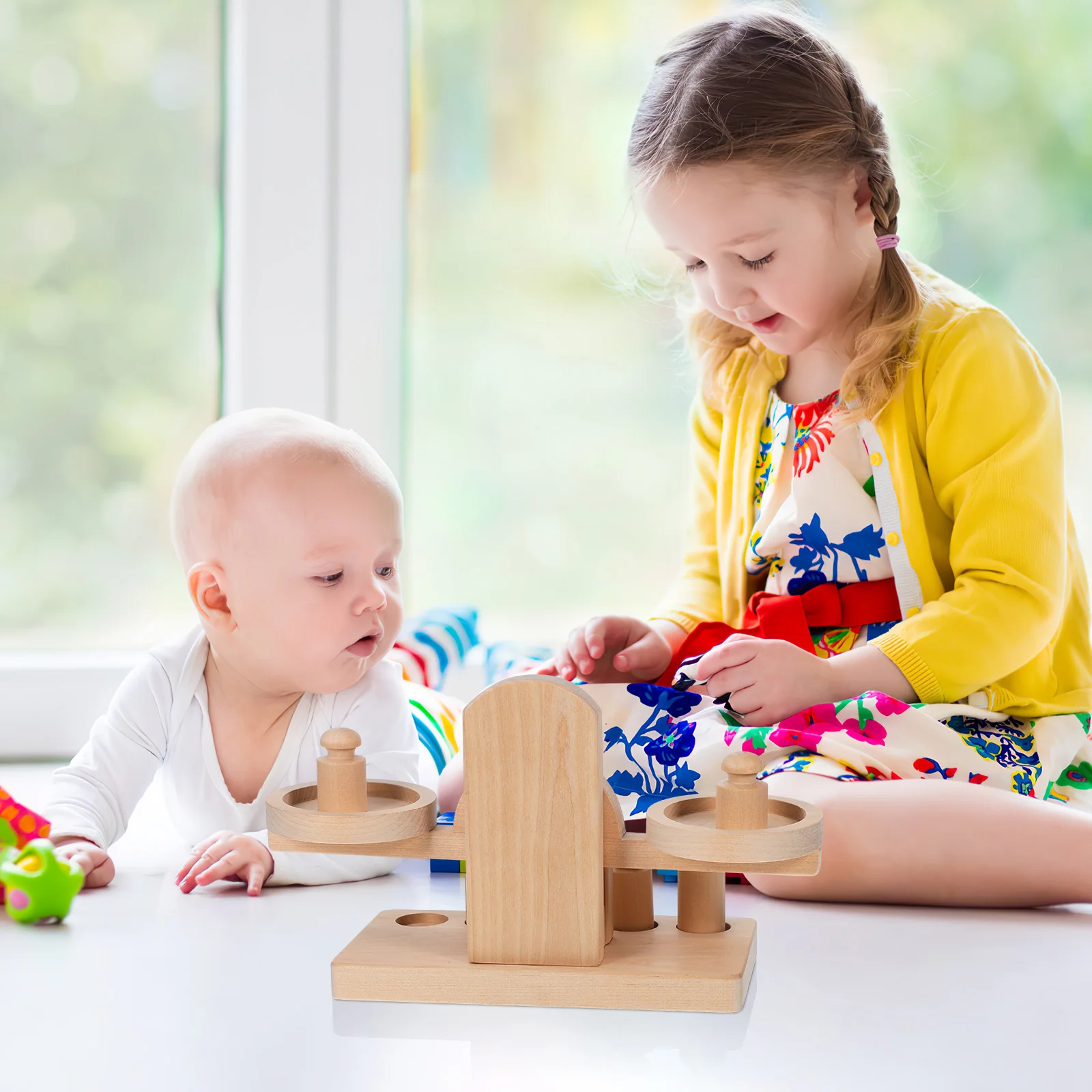 Balance en bois pour enfants, jouets mécaniques éducatifs pour l'enseignement des tout-petits