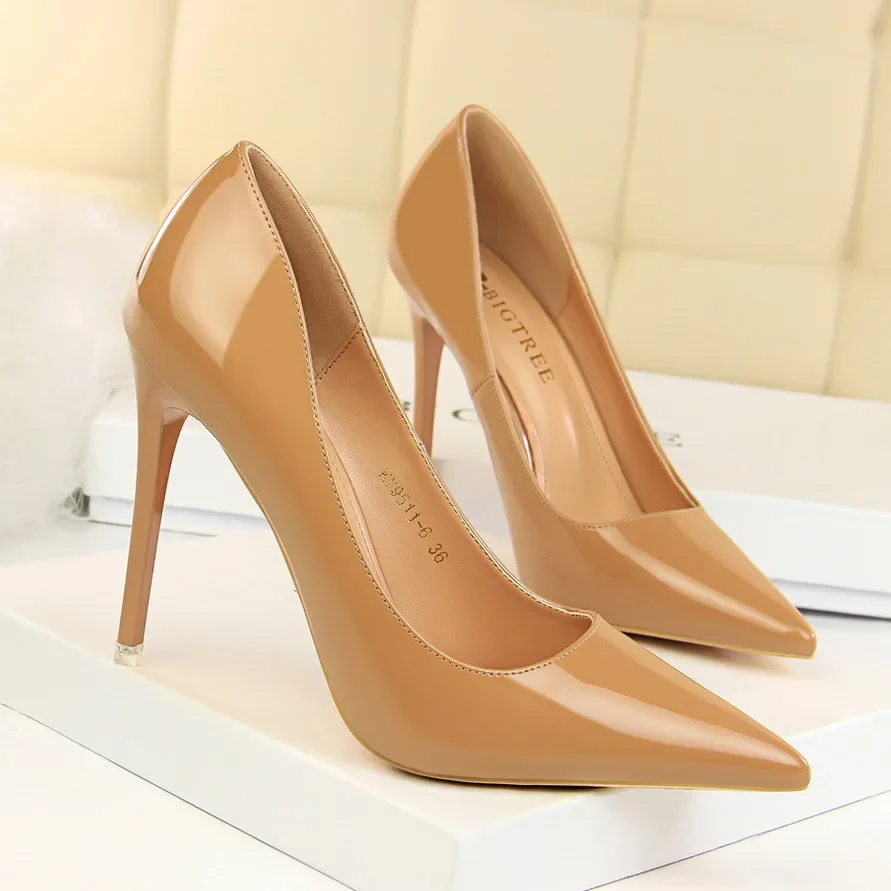 BIGTREE Patent Leather Woman Pumps High Heels Stiletto Heels 10.5 Cm Red Wedding Shoes Bridal Shoes Women Heels 2021