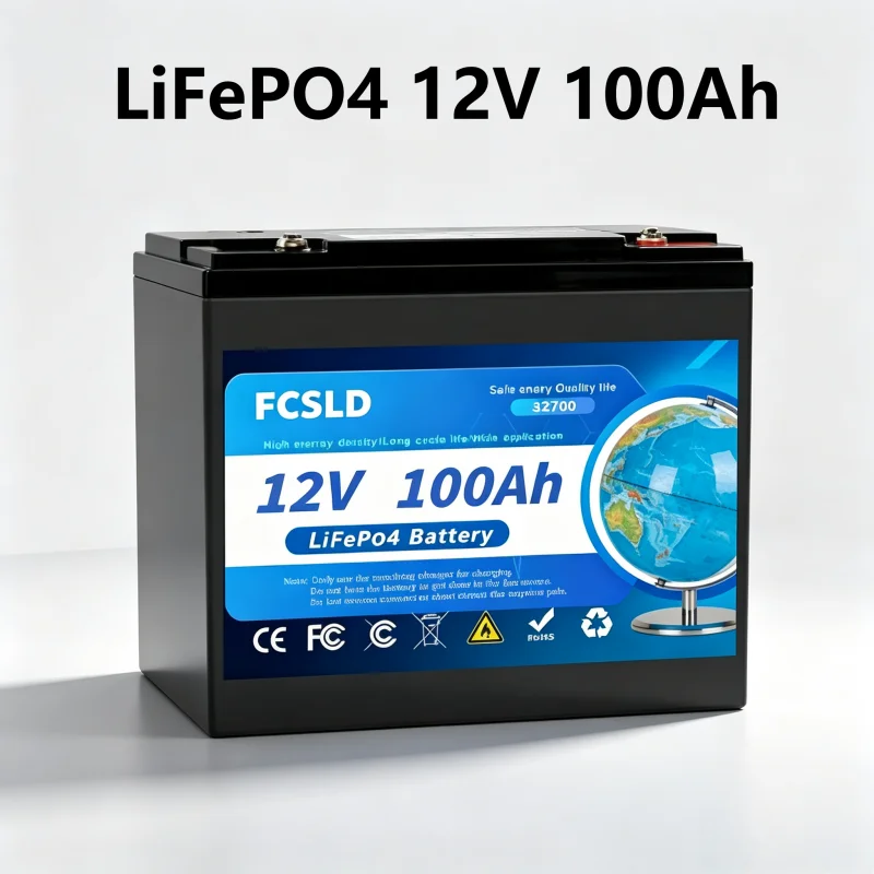 Adopt LiFePO4 33140 New 12V 100Ah Battery Capacity Built-in 200A BMS 6000 Deep Cycles Perfect for Camping Solar Home Backup