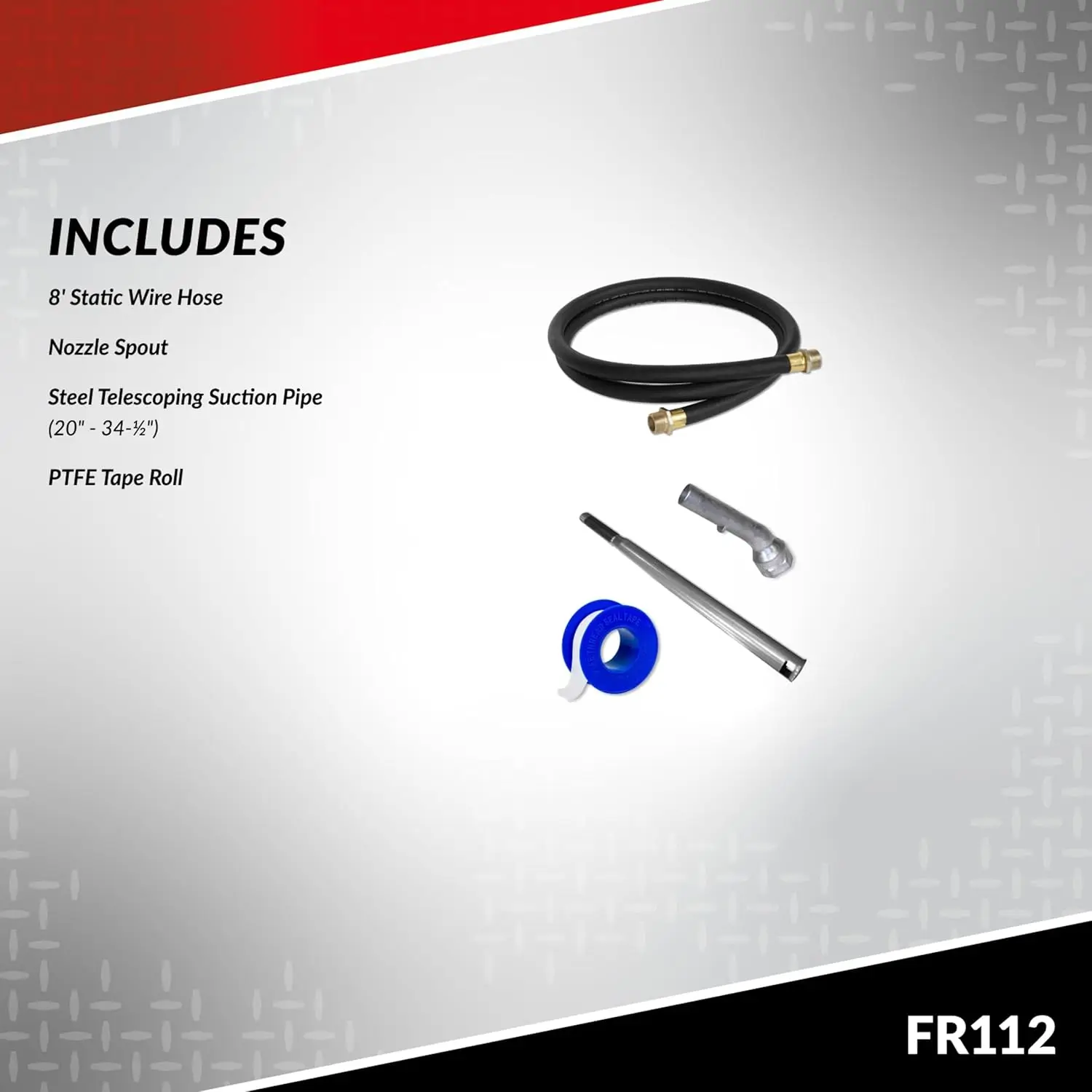 Fill-Rite FR112 Fuel Transfer Rotary Hand Pump w/Discharge Hose, Straight Spout, Vacuum Breaker, & Suction Pipe