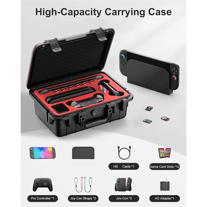Soft Lining Hard Carrying Case For Nintendo For Switch 2–Travel-Friendly Controller Storage Accessories Case Black