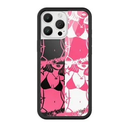 Luxury Wildflower Artistic Portrait Line Chest Phone Case For iPhone 17 13 14 15 16Pro Max WF Fashion sexy Bikini swimsuit Girl