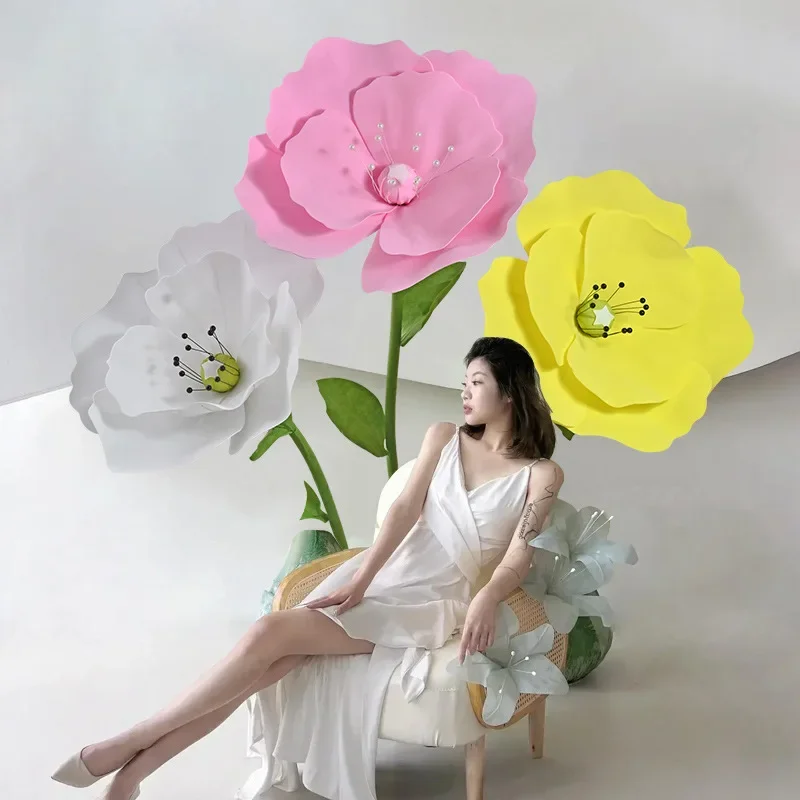 

Artificial Large Poppy Valentine's Day Foam Flower Wedding Shopping Mall Display Window Layout Props Decoration Fake Flowers