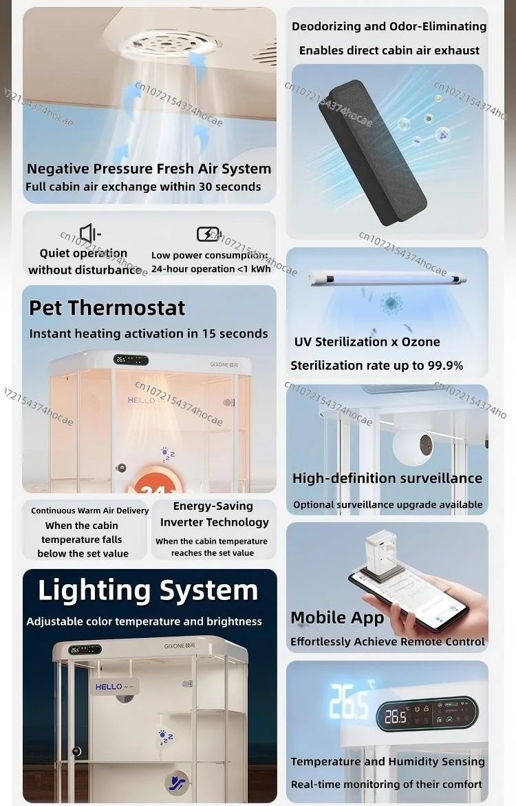 Pet space capsule cat villa, constant temperature control, fresh air deodorization, ABS material