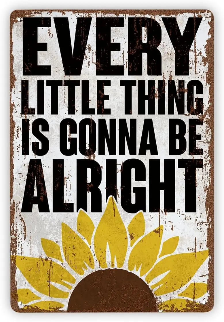 Inspiring Vintage Metal Tin Signs, Vintage License Plate Wall Decor Every Little Thing Is Gonna Be Alright Metal Tin Sign For Ba