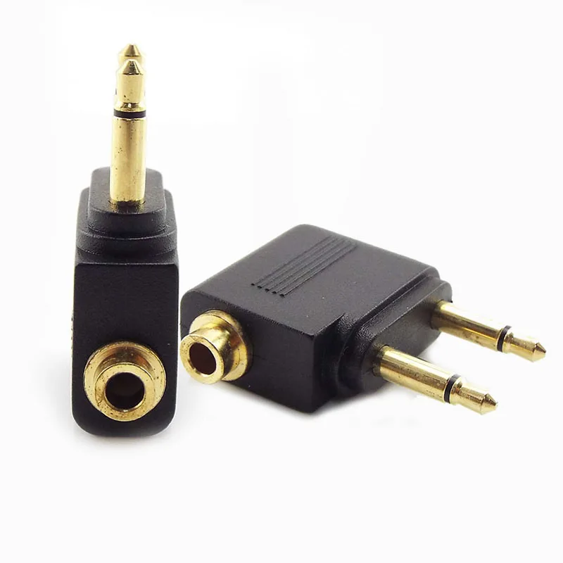 2pcs 3.5mm Jack Airline Airplane Earphone Headphone Headset Audio Connector Plug Adapter for Travel Headphone e1