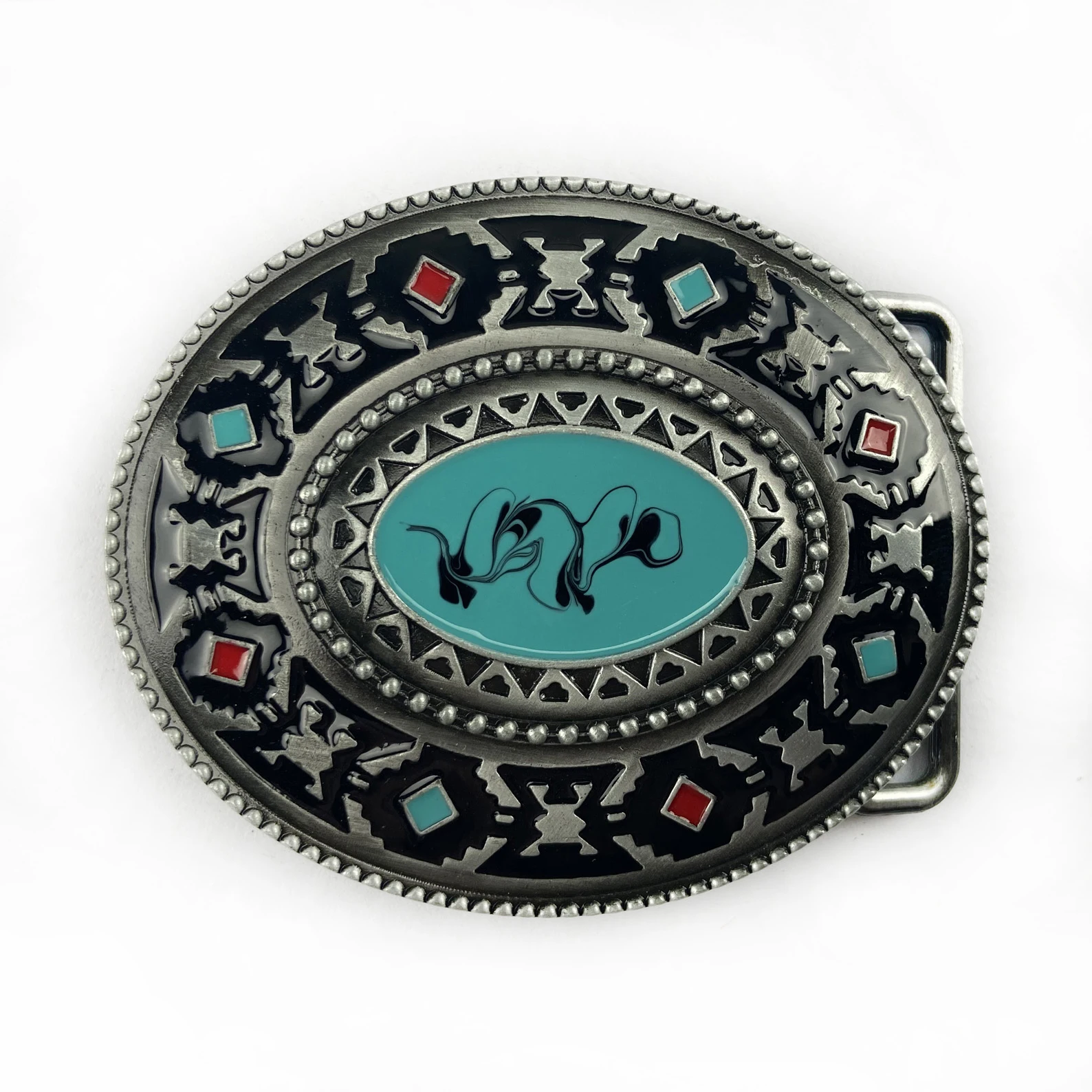 WesBuck Brand Luxury Fashion New Vintage Western Belt Buckle Initial Vintage-Cowboy Rodeo Silver Large Belt Buckle for Men Women