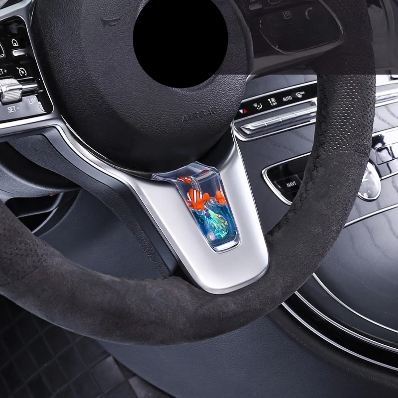 

​For Mercedes A-Class A180L/A200 2019-2022: Liquid Glitter Steering Wheel Accent - UV Glow Floating Sequins w/Snap-On Design