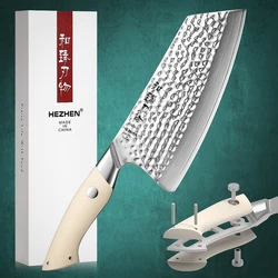 HEZHEN 7 Inch Cleaver Knife Damascus Steel Kitchen Knife Cooking Cutlery 2022 New Design Kitchen Tools Peeling Knife
