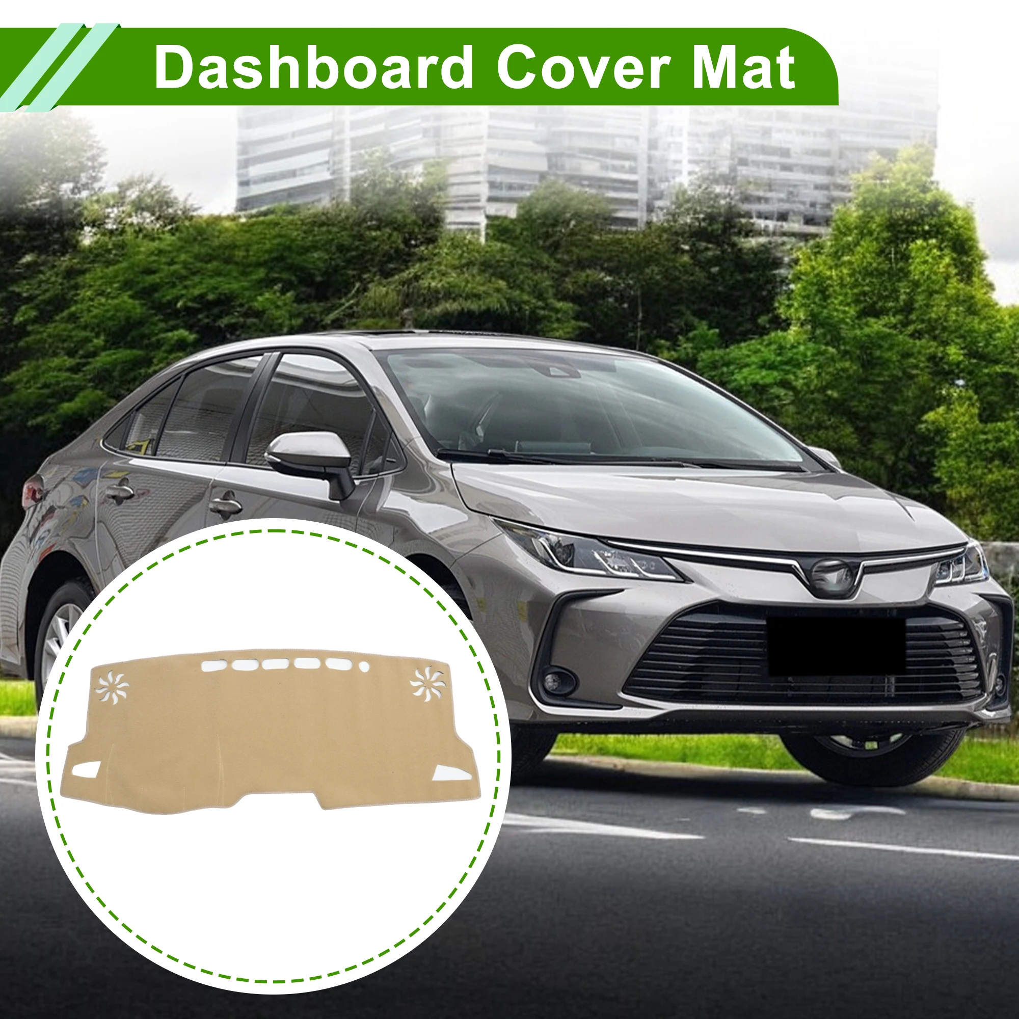 UXCELL Dash Cover for Toyota Corolla Sedan(L LE SE XLE XSE) 19-25 Polyester Beige 1Pc