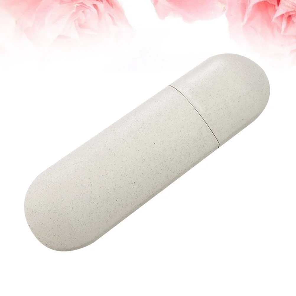 2Pcs Toothbrush Box for Traveling Convenient Storage Prevent Deformation Durable Material Simple Outlook Beige