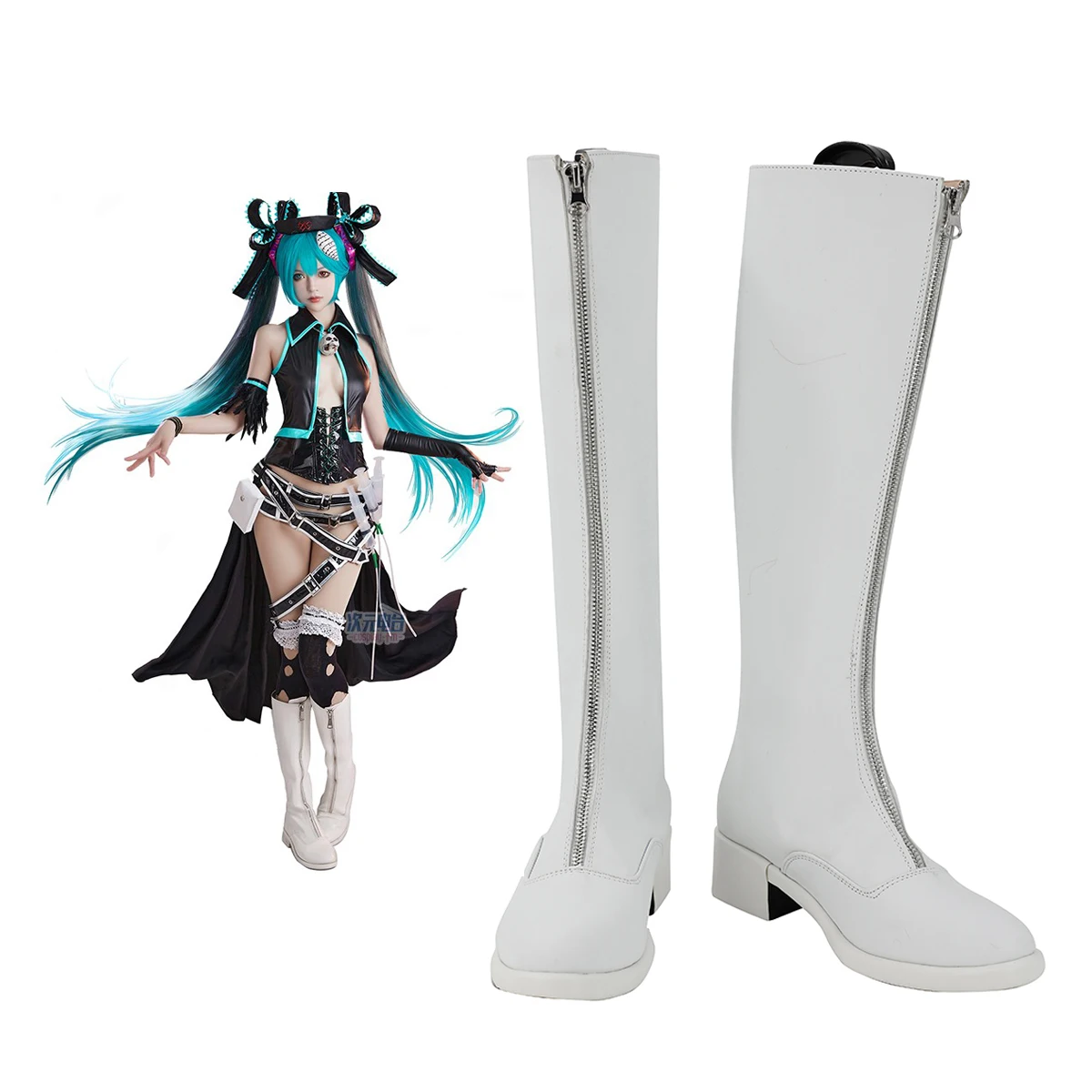 

Karune SHI-E Shiie Calcium Cosplay Boots White Leather Shoes Custom Made Any Size for Unisex