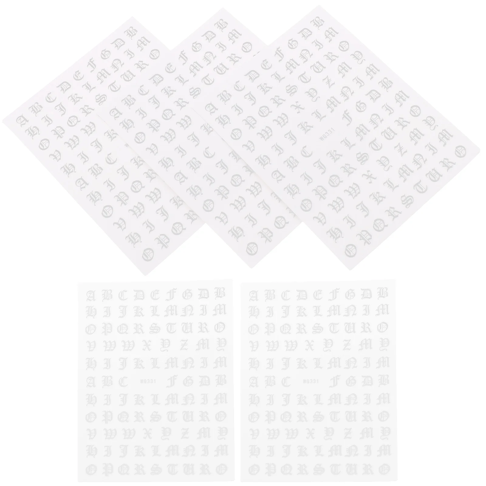 สติกเกอร์ตัวอักษร 5 แผ่น สำหรับตกแต่งเล็บ ลายตัวอักษร สำหรับทำเล็บ DIY สติกเกอร์ตกแต่งเล็บ ปลอดภัยต่อผิว ลอกออกง่าย