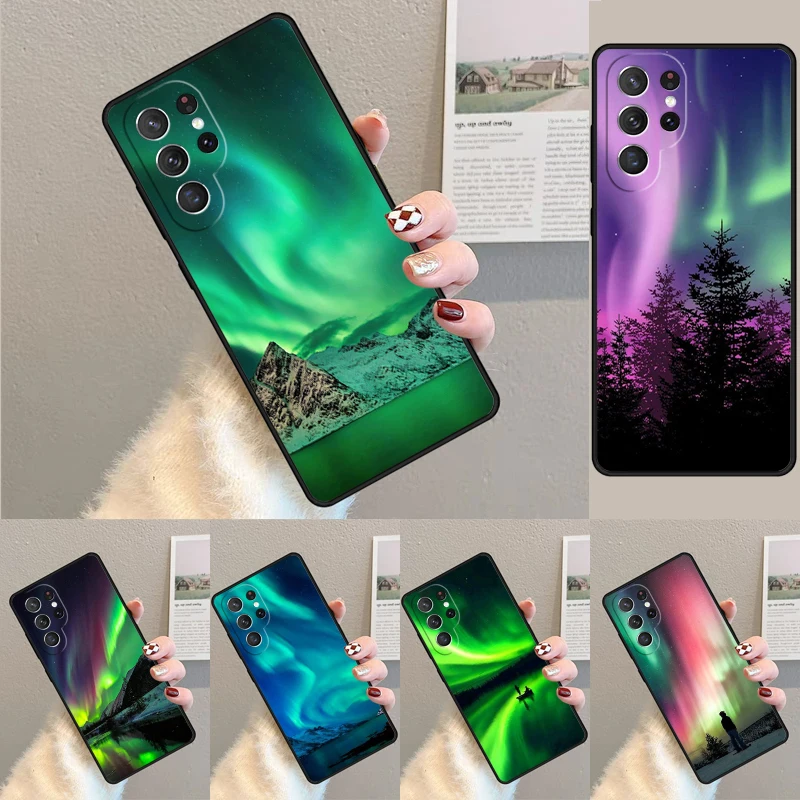 Cover For Samsung Galaxy S24 Ultra S21 S22 S8 S9 S10E Note 10 20 Plus FE S23 Northern Lights Sky Phone case Coque