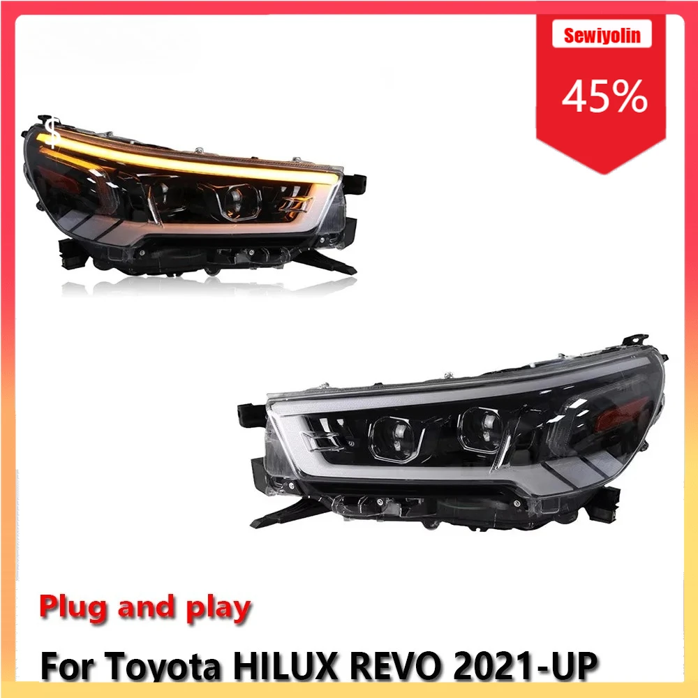 

Car LED Headlight Automobile Parts For Toyota HILUX REVO 2021-UP Fog DRL Brake Turn Signal Lamp Plug and Play