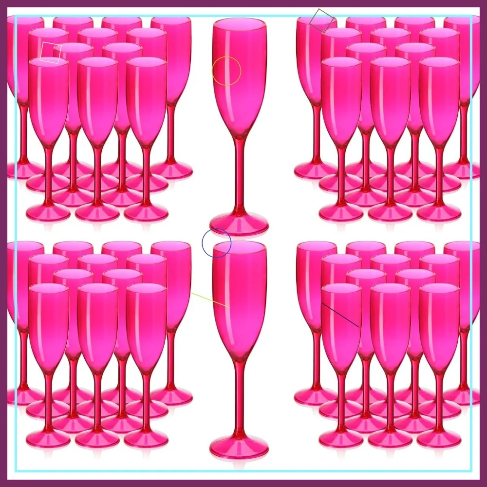 

Unbreakable Acrylic Champagne Flutes 5.4 OZ Reusable Stemmed Glasses for Christmas Birthday Party Rose Pink