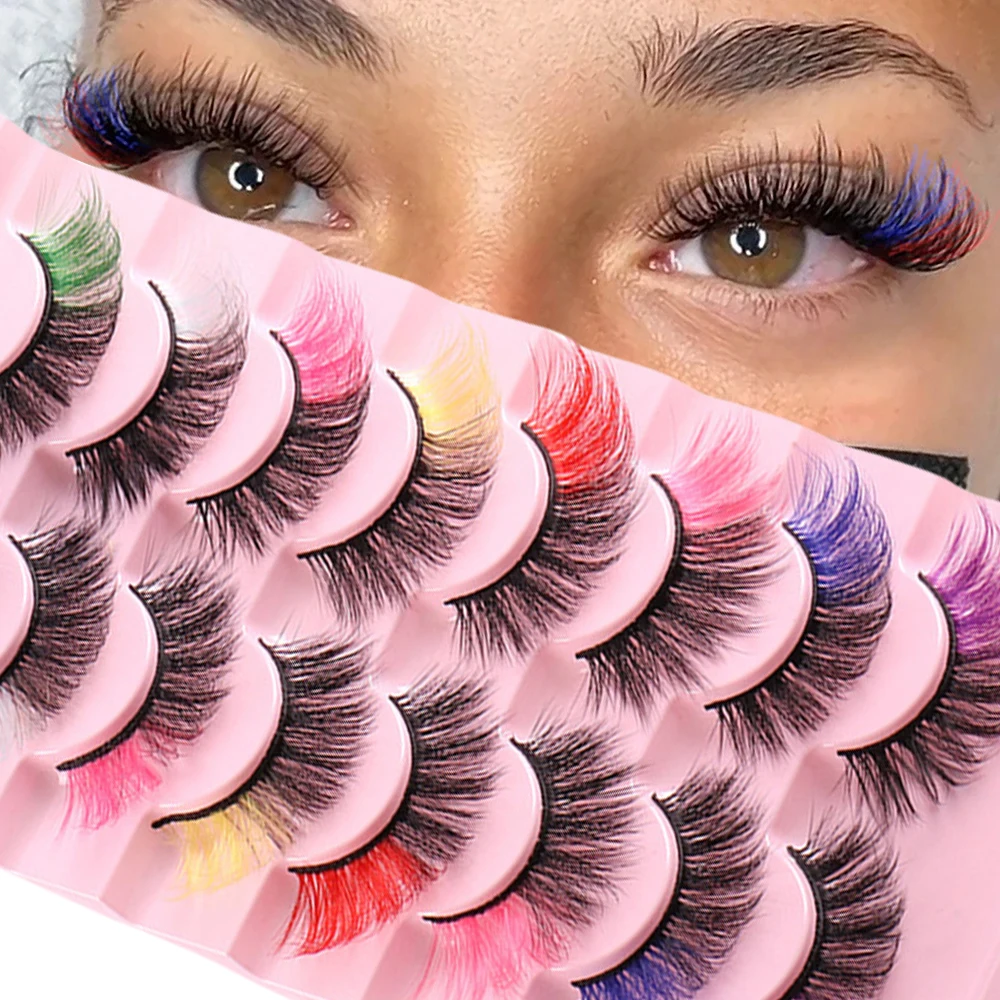 8 Pairs Colorful Faux Eyelashes,Hypoallergenic,Voluminous&Vibrant Lashes,Perfect for Cosplay&Everyday Glam,Ideal Gift for Women