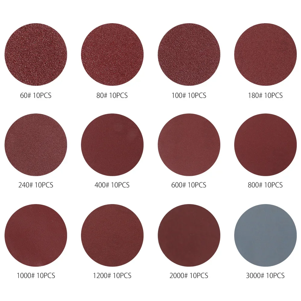 120/240pcs Sandpaper Sanding Disc Set 50mm+Loop Sanding Pad with 3mm Shank for Polishing Cleaning Tool 80-3000 Grits