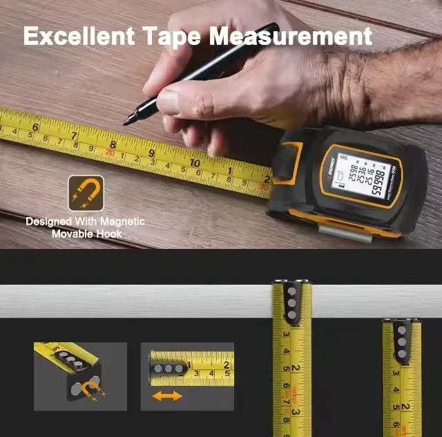 Laser rangefinder SWTM60 electronic tape measure infrared measuring instrument 60 meter laser tape measure