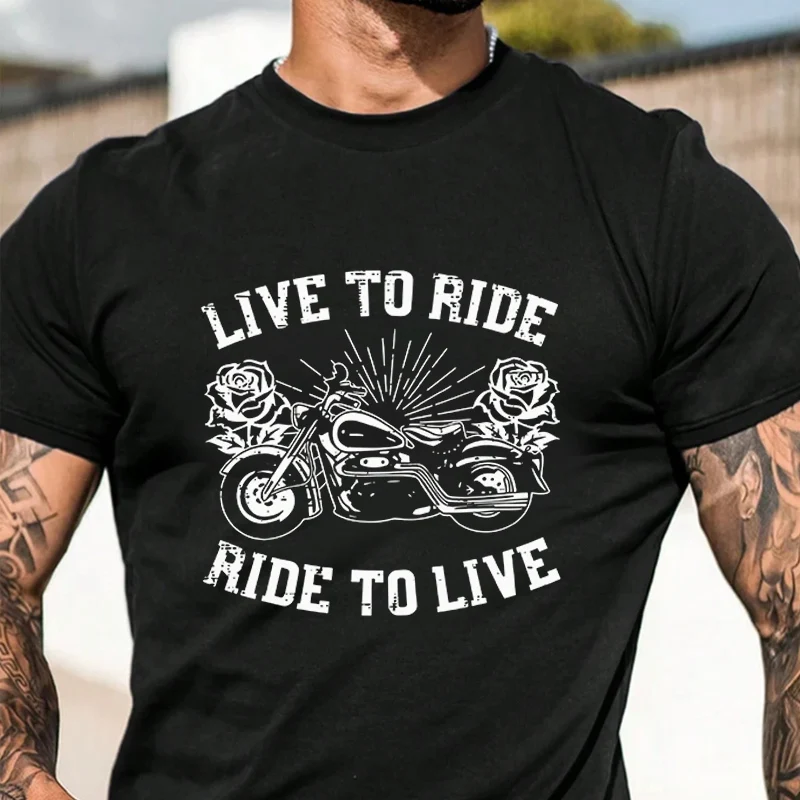 

Мужская футболка с графическим принтом LIVE TO RIDE RIDE TO LIVE, модная повседневная футболка в уличном стиле, подходит для путешествий и занятий спортом.