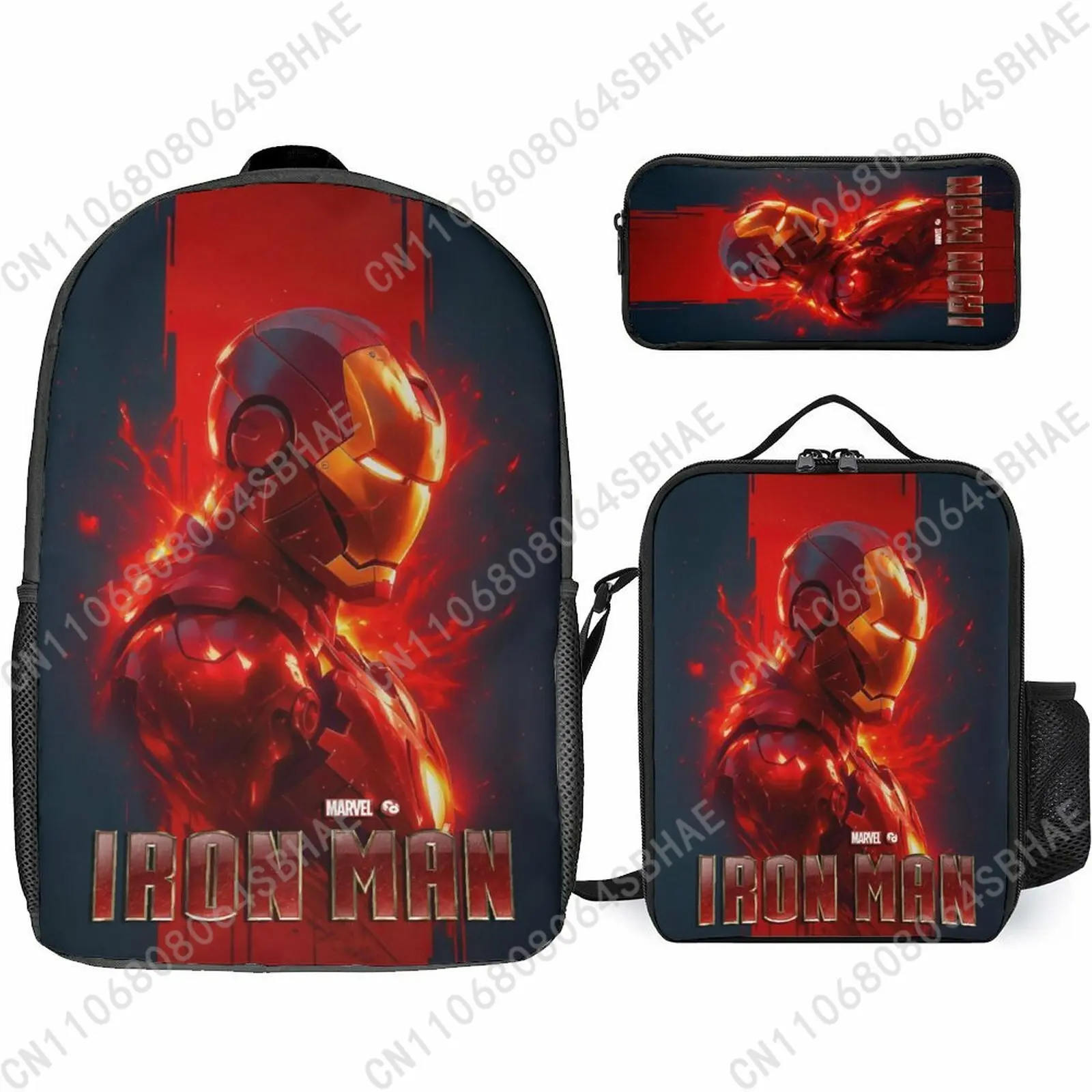 Mochila escolar Marvel Iron Man para adolescentes, estudiantes de secundaria, 3 uds., mochila, bolsa para el almuerzo, bolsa para lápices, Cosplay