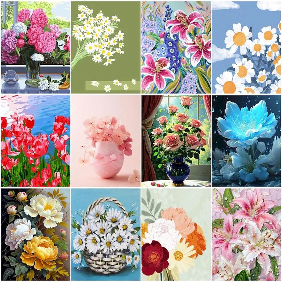 

RUOPOTY Painting By Numbers For Adults Flowers Arts Crafts Original Gifts Handiwork Art Supplies Handmade Paint Kit Home Decor