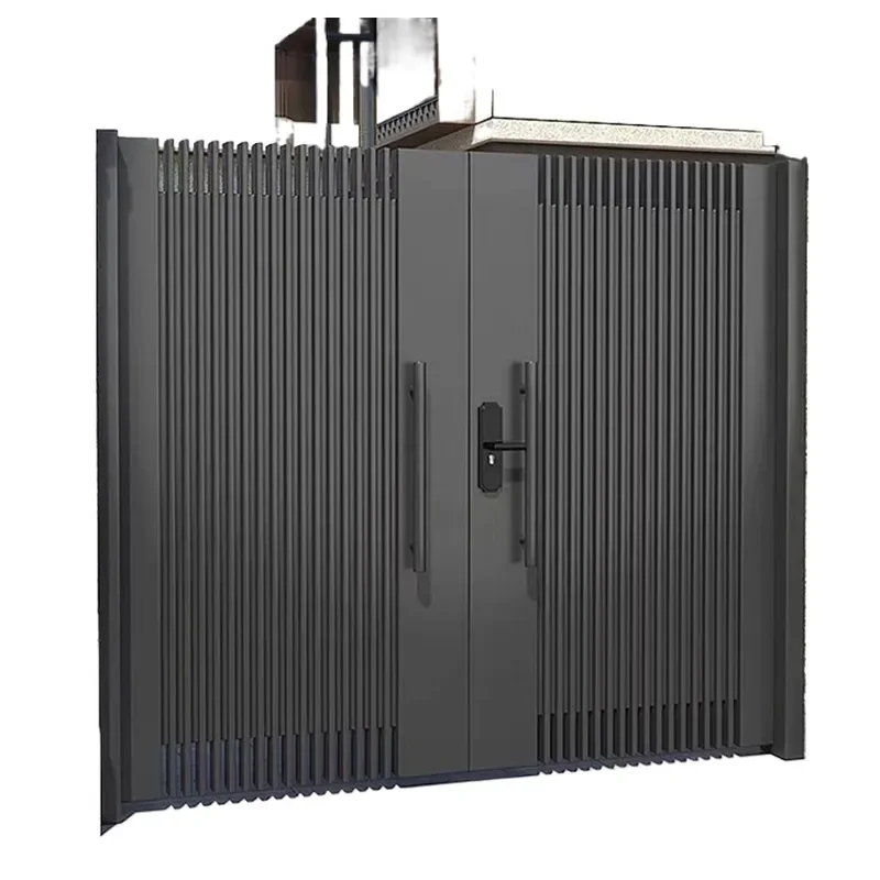 Aluminum Alloy Double Door Art Courtyard Gate for Villa Garden Rural Self Built House Yard Electric Opposite Entrance
