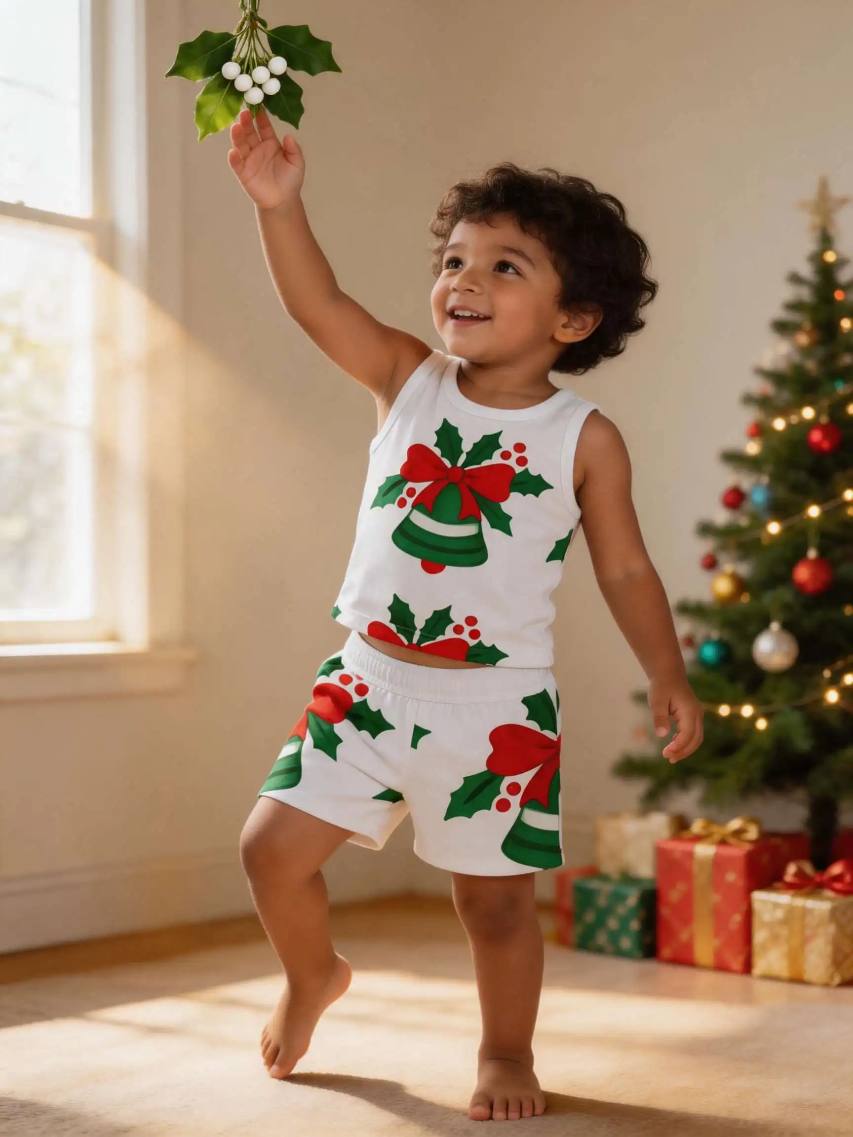 Kids Sleeveless Vest Shorts Set Summer Cute Print Crew Neck Loose Casual Baby Outfit Daily Wear Outing
