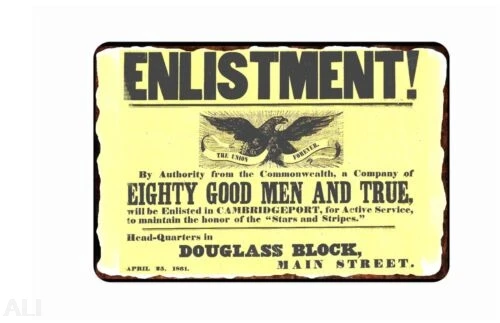 ملصق تين للتنظيف في الحرب الأهلية 8 × 12 جميع المعادن الانضمام إلى إليست في الاتحاد 1 قطعة