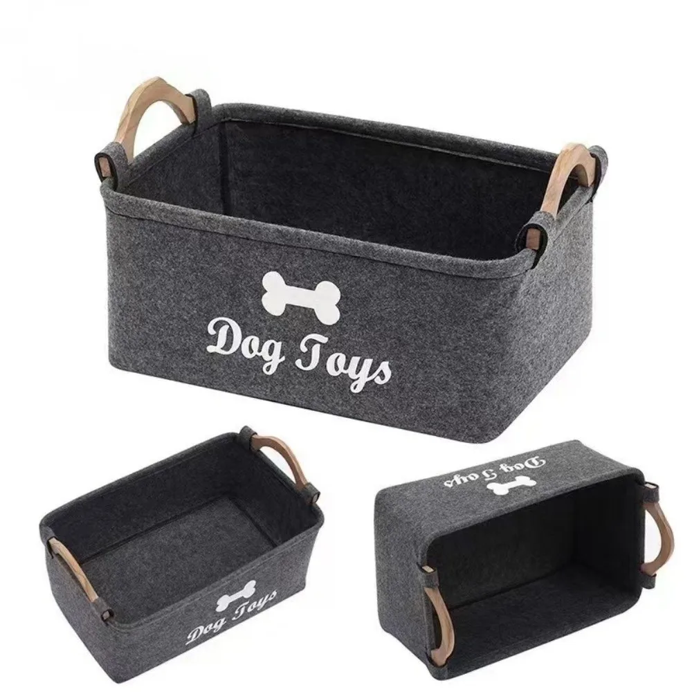 Felt Pet Toy Storage Basket Large Capacity Letter Pattern Durable Toy Organizer Versatile Durable Felt Storage Basket