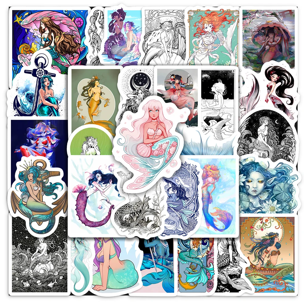 Fantasy Mermaid Art Stickers Kids DIY Toys Gift Waterproof Decal for Scrapbook Laptop Phone Luggage Bottles Decorative