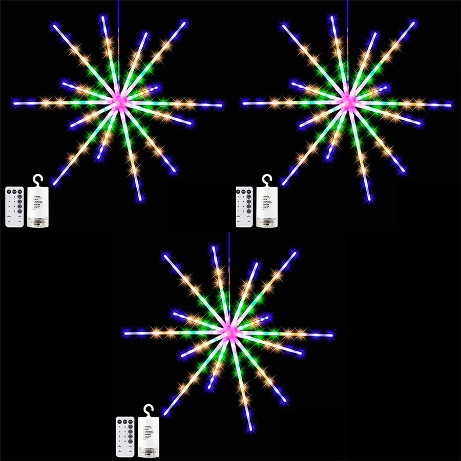 New Year 112LED Hanging Exploding Star Firework String Light Outdoor 8 Modes Christmas Fairy Garden Lights Garland Holiday Decor