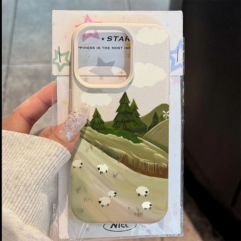 Lawn Sheep Lichee Patterm Phone Case For Samsung Galaxy A17 A16 A26 A25 A24 A36 A56 A55 A54 S25 Ultra S24 Plus S23 FE S22 Cover