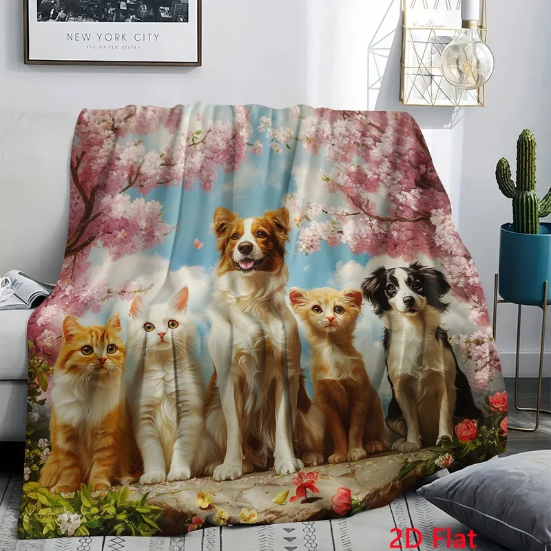 International Cat Day Flannel Blanket Multiple Cats Photo Fleece Blanket Soft Warm Cozy Throw Blankets For Sofa Pet Lovers