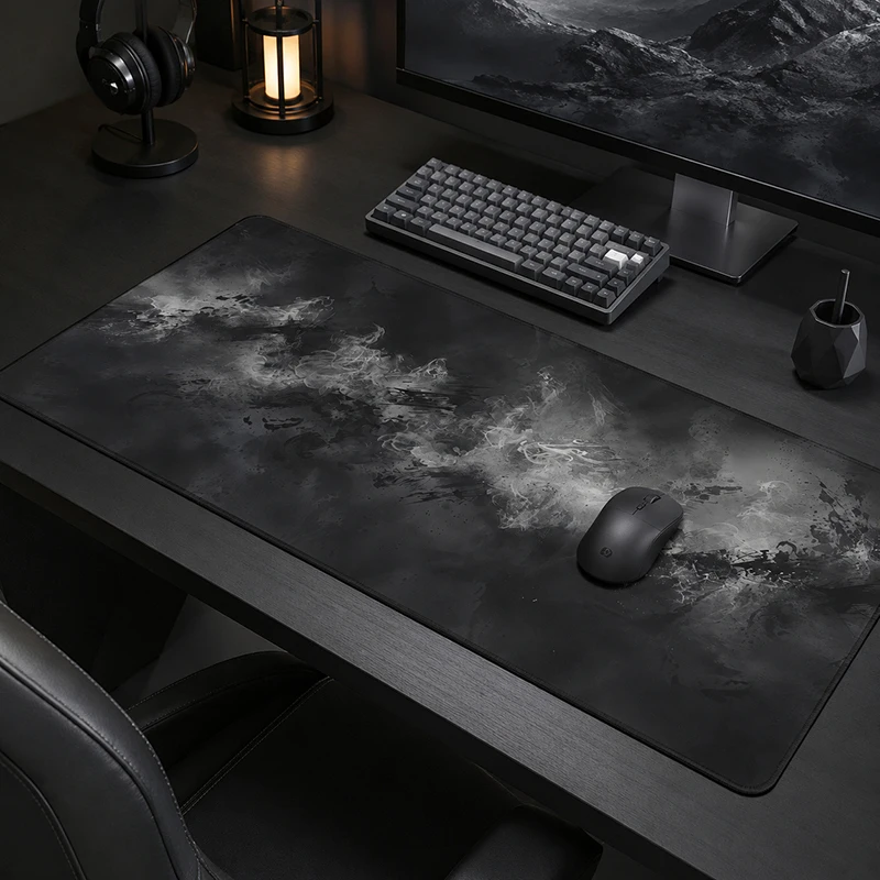 Mouse Pad Black And Gray Smoke Gaming XL Custom Large Mousepad XXL Desk Mats Carpet Natural Rubber PC Desktop Mouse Pad Mice Pad