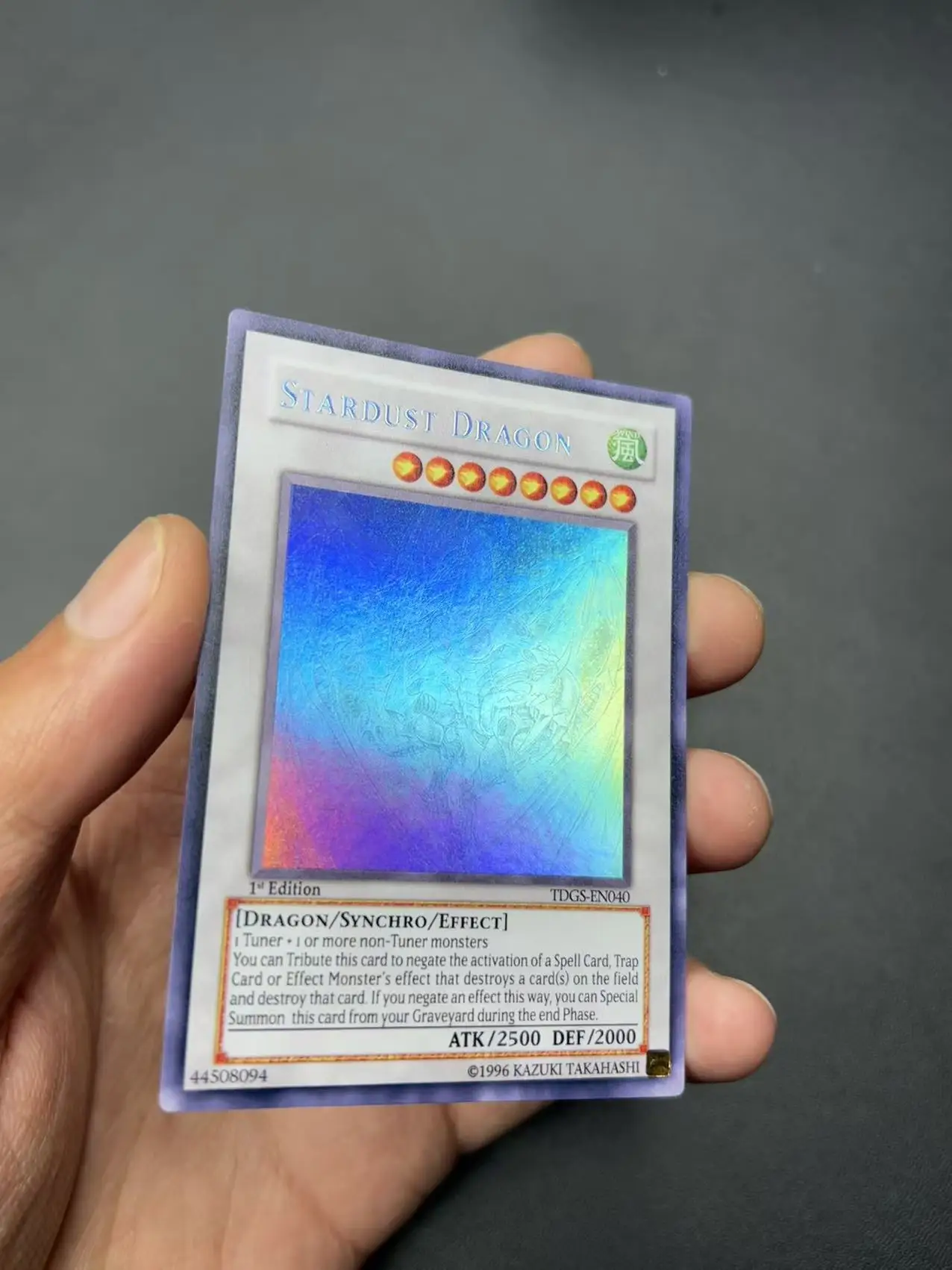 Yu Gi Oh Holographic Rare/HR TCG Stardust Dragon(TDGS-EN040) English Collection customize Game Card (Not original card)