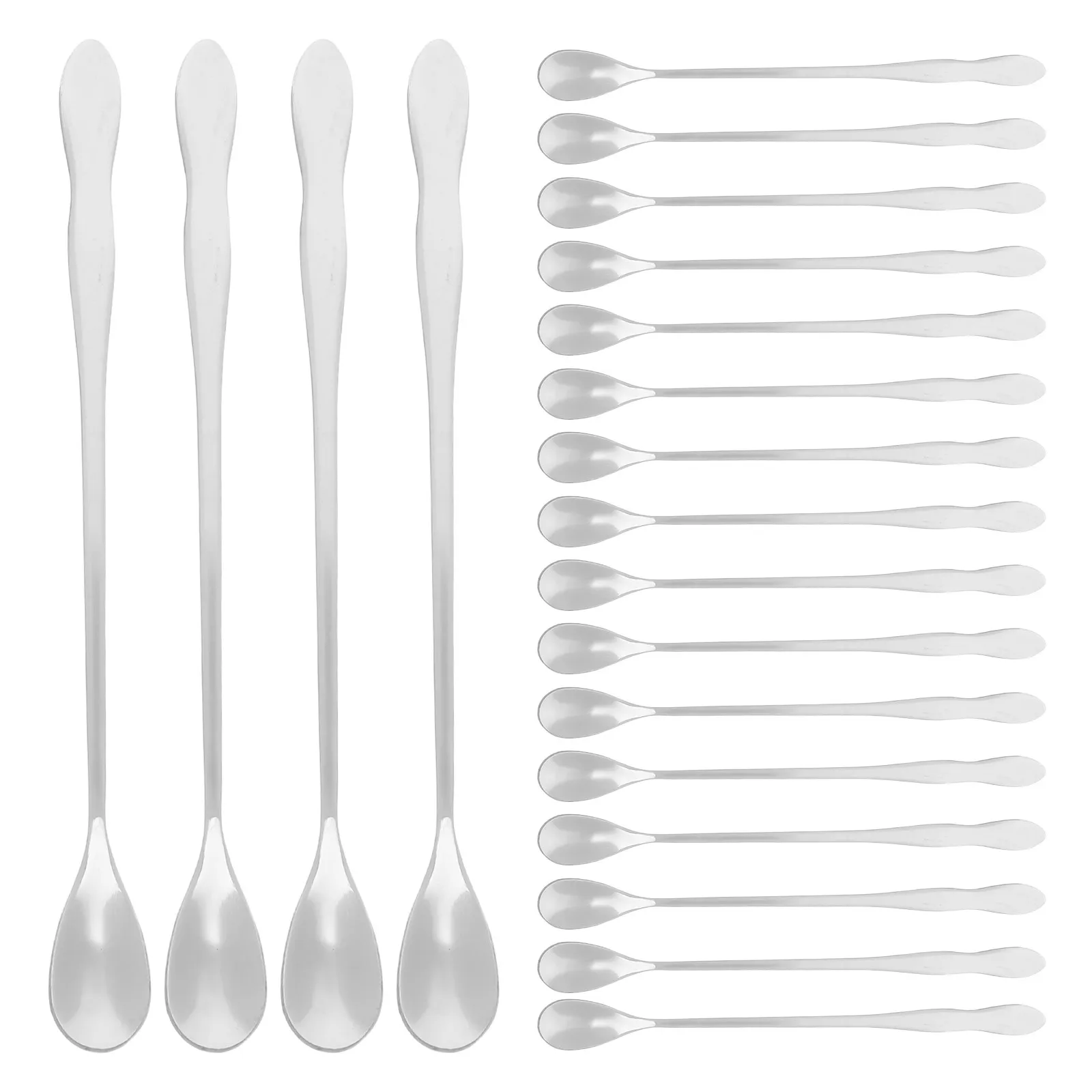 20Pcs Stainless Steel Stirring Spoon 20Cm Long Handle for Coffee Hot Chocolate Iced Tea Honey Dessert Soup Mixing Reusable